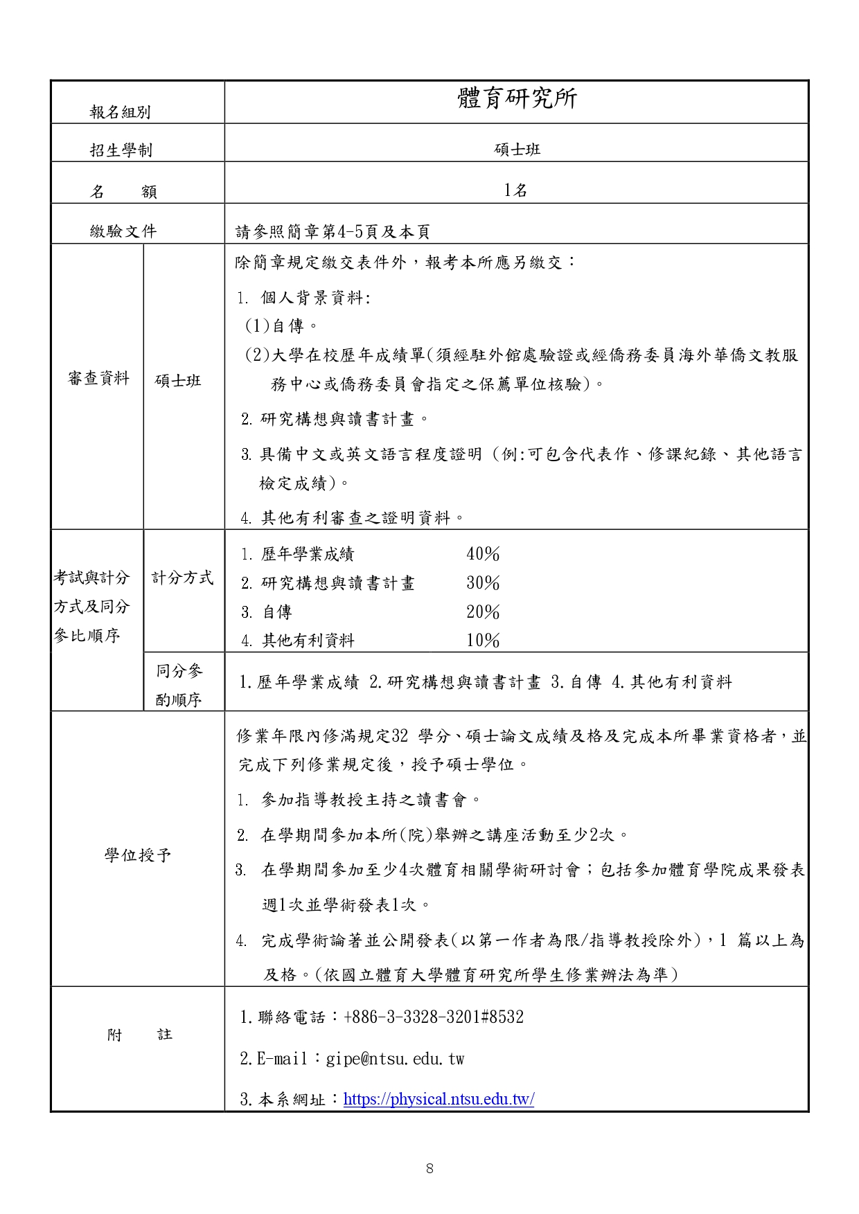 國立體育大學115學年度秋季入學簡章下載_page-0011